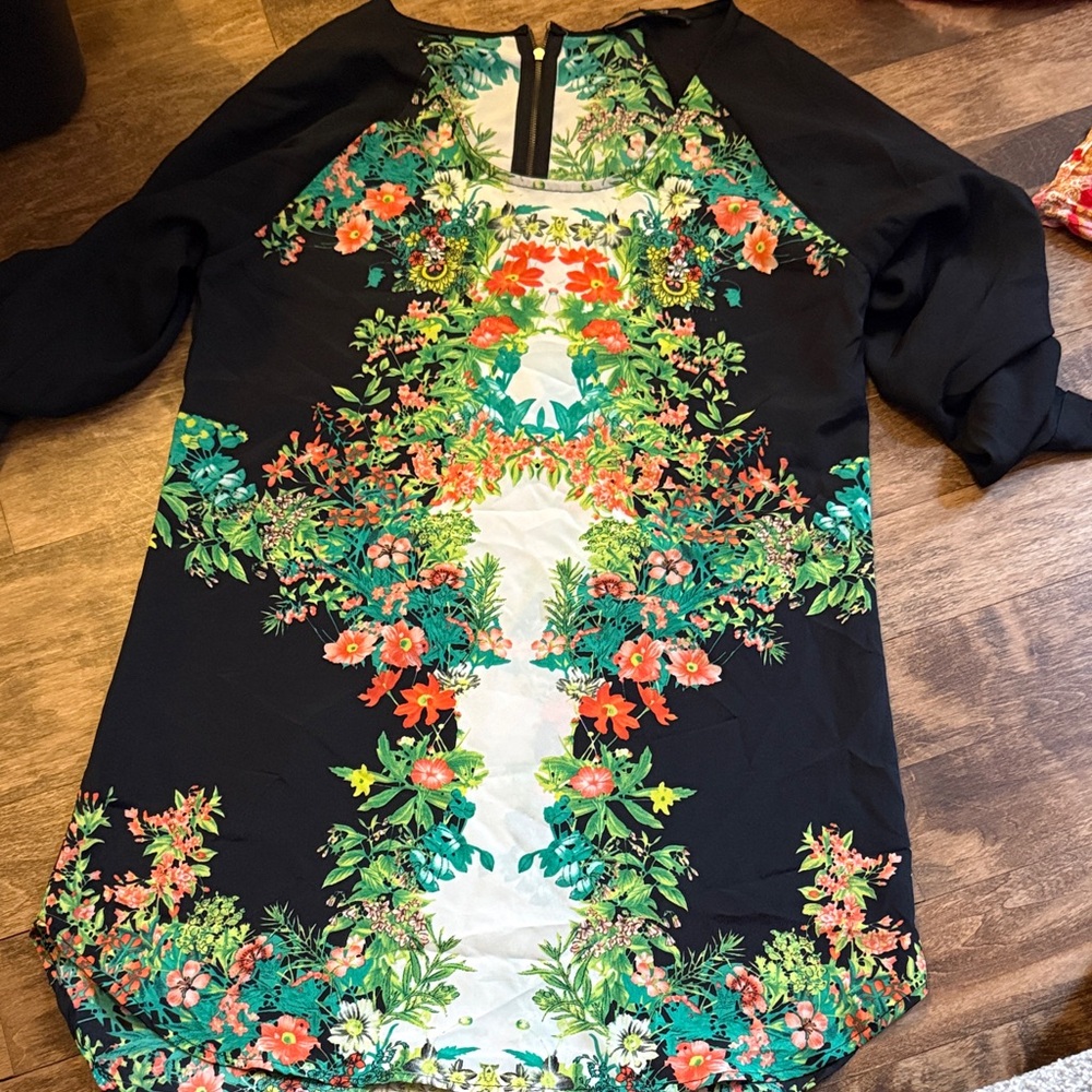 Floral Black Tunic style Dress